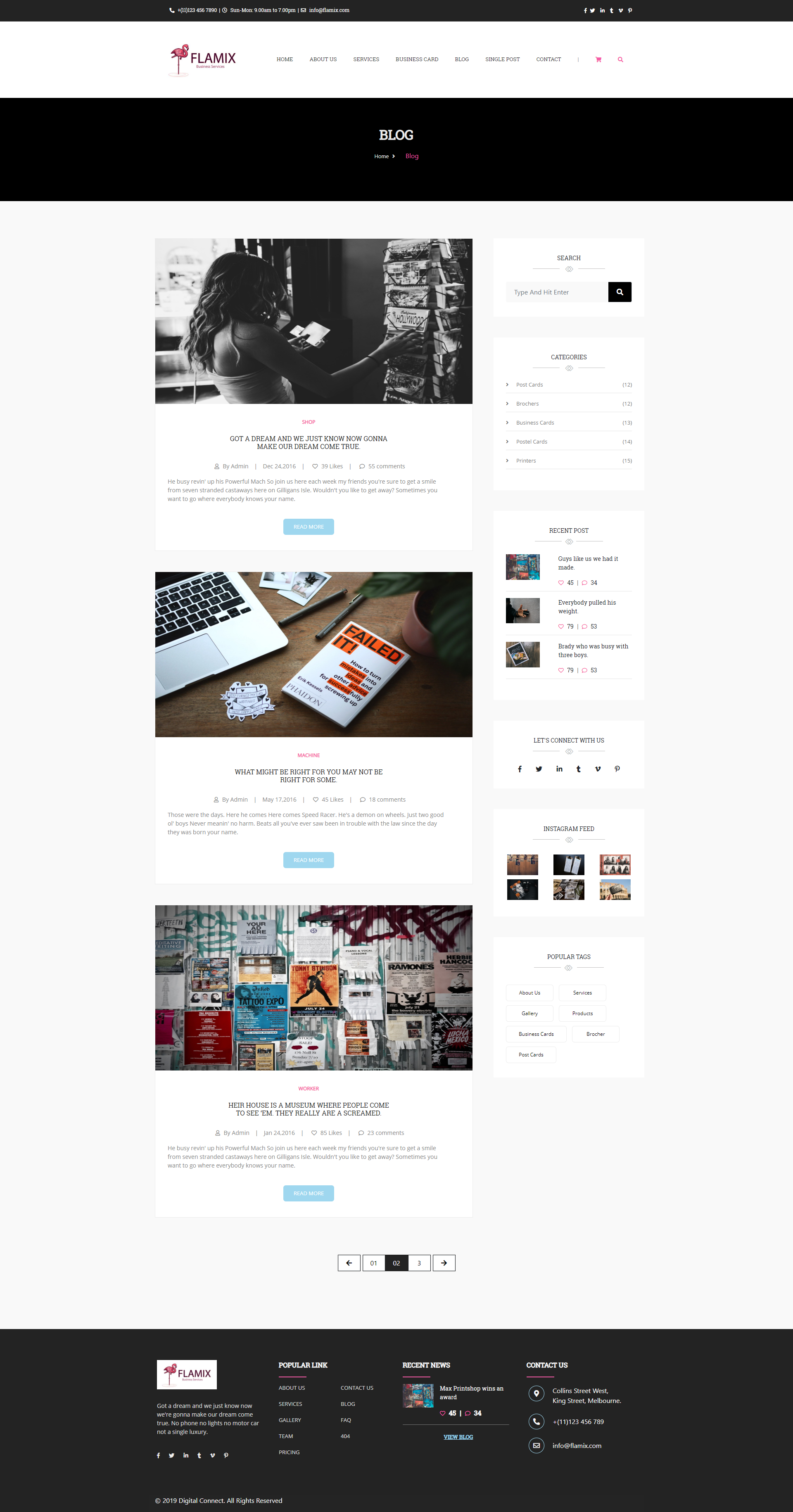 Flamix Free HTML CSS template blog page