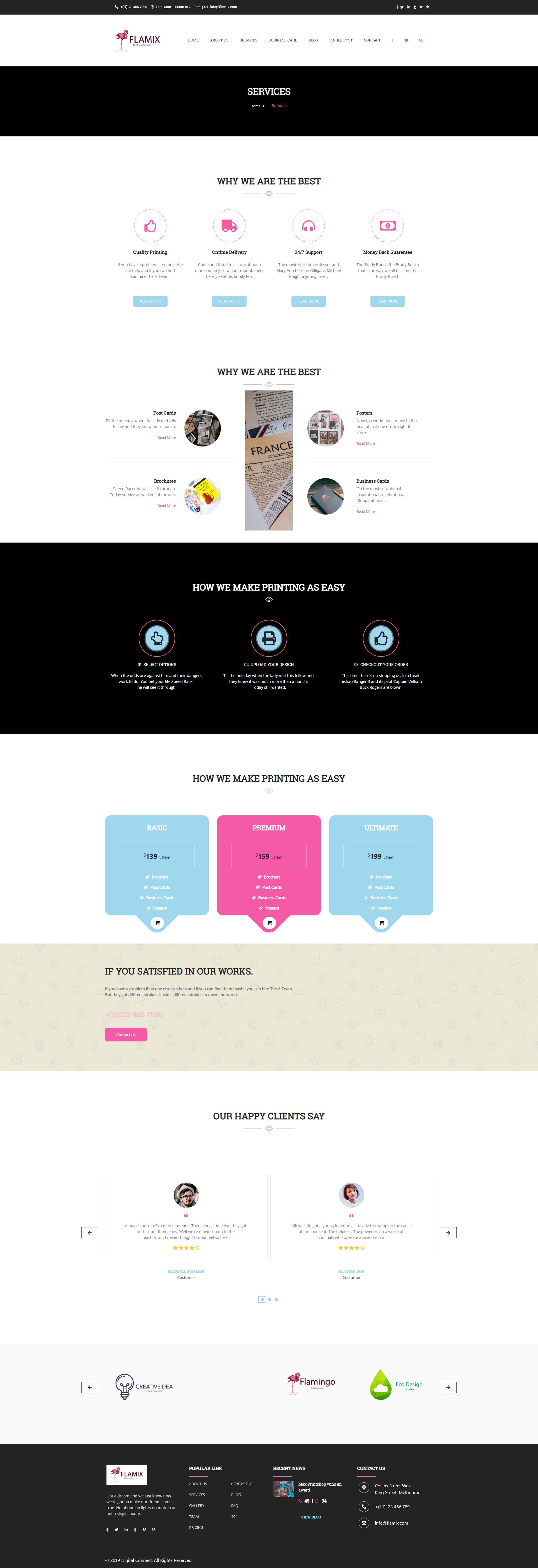 Flamix Free HTML CSS template services business-oriented
